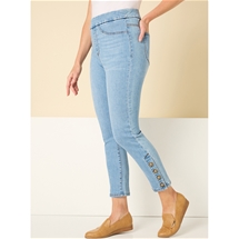 Pull On Button Hem Jeans