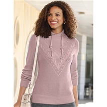 Cable Wrap Neck Sweater